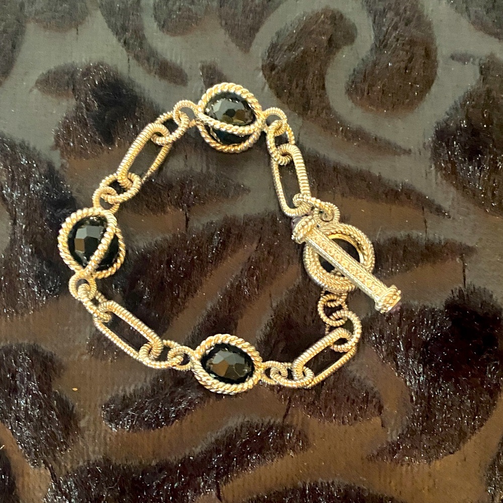 Gorgeous Judith Ripka caged onyx -Link Bracelet ❤️‍🔥🍒🍒